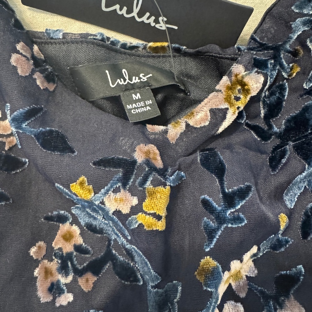 Asymmetric Navy Floral Lace Slip Dress - Picture 8 of 8